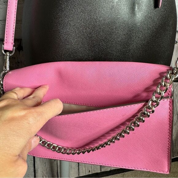 Kate Spade bright bubblegum pink leather chain crossbody bag Cameron - Picture 8 of 11